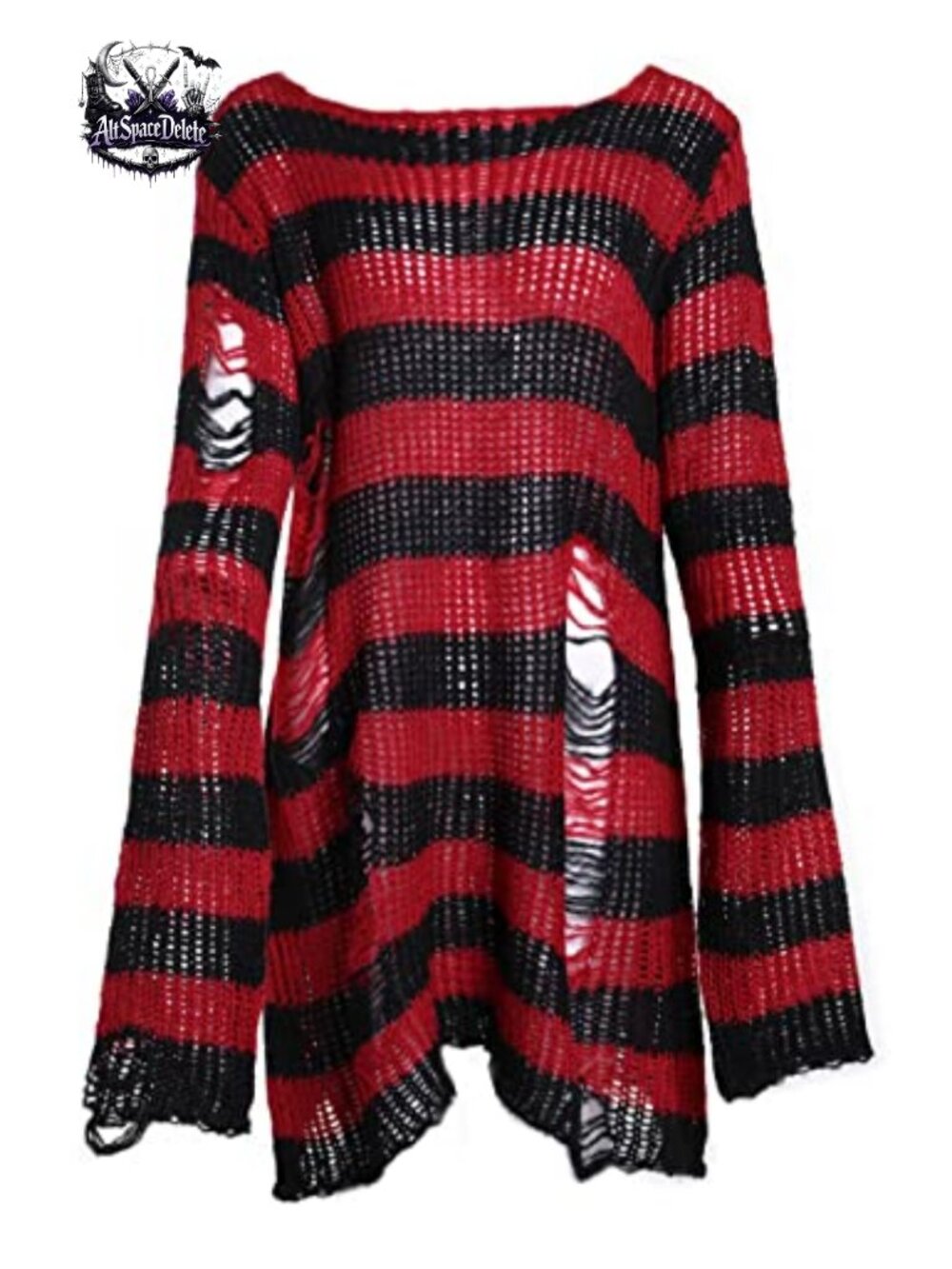Punk Gothic Hollow Out Loose Knit Pullover Sweater Unisex